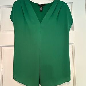 INC International Concepts Green V-Neck Short Sleeve Blouse